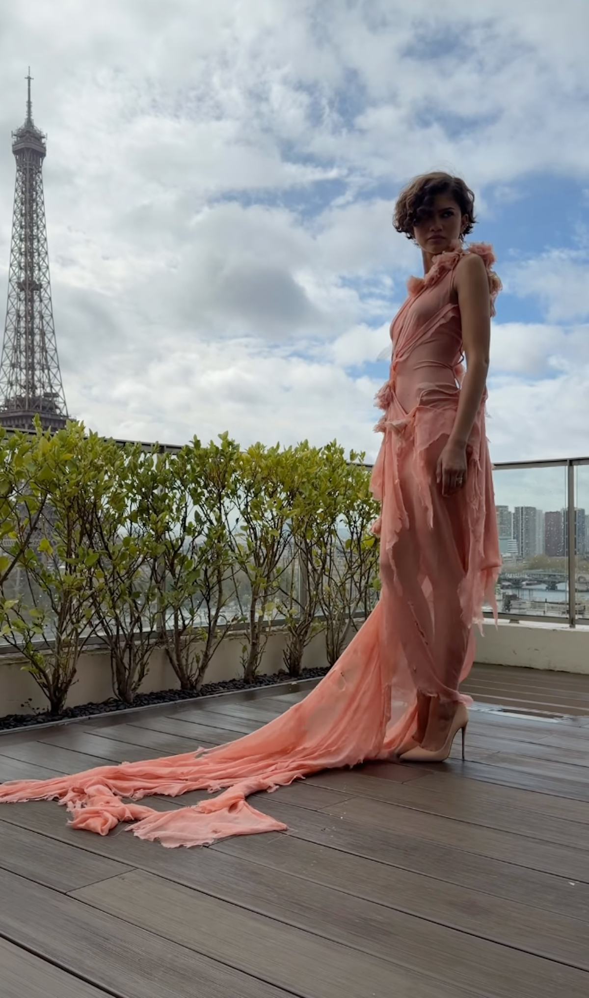 Zendaya Looks Honeymoon-Ready in Sheer Rosette Dress