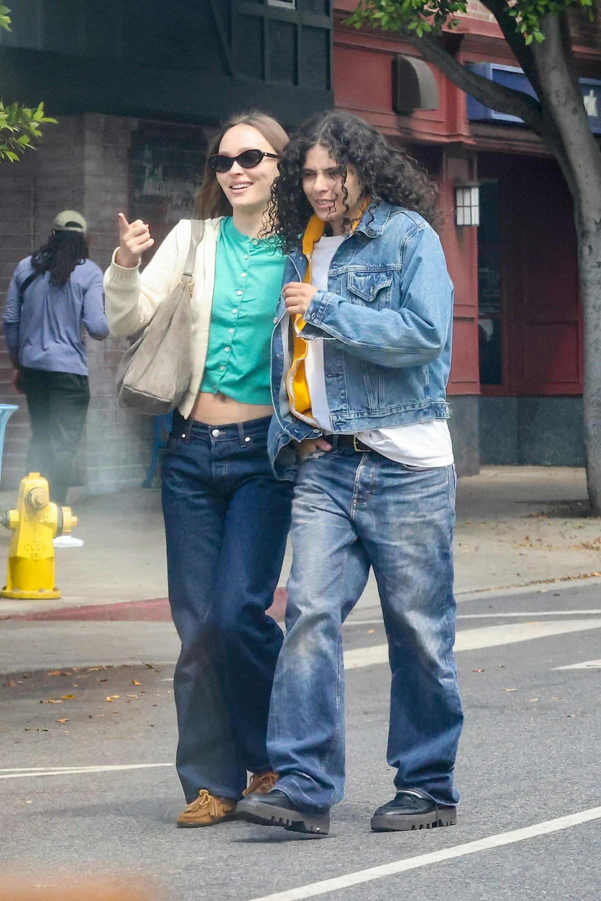 Lily-Rose Depp and 070 Shake Match in Baggy Low-Rise Jeans